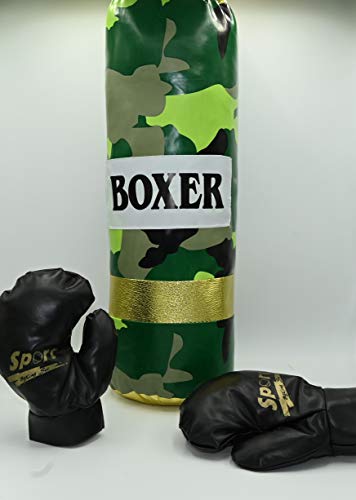 ML Set Juego DE Boxeo con Guantes Y Saco para NIÑOS Mayor DE 3 AÑOS Idea DE Regalo Verde (Verde) 55X20CM