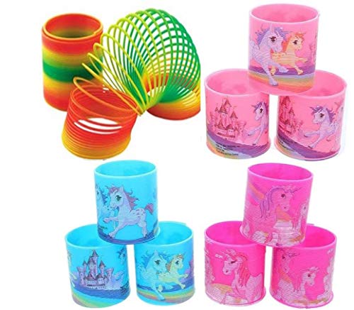 ML Unicorn Rainbow Spring Paquete de 4 Unidades – no tóxico sin BPA - Suministros para Fiestas para niños Recuerdos de Fiesta Decoraciones Lindas Unicornio muelles de 6.9”