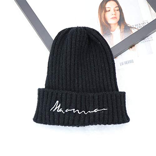 mlpnko Gorro de Lana Vertical para niños, Bordado, Orejeras de Punto, Sombreros de Color sólido para niños Negros