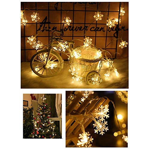 MLX Luces de Cadena Copo de Nieve, Luces Decorativas Resistentes al Agua for Interior y Exterior, Alquiler habitación de Navidad Boda terraza Ventana Partido