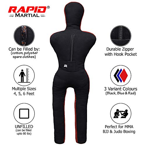 MMA Judo Saco de Boxeo Grappling Dummy Brazilian Jiu Jitsu BJJ Wrestling Training Fitness Posición de pie Sin Relleno Negro tamaño 4 Feet MMA Judo Saco de Boxeo Grappling Dummy Brazilian Jiu Jitsu BJJ Wrestling Training Fitness Posición de pie Sin Relleno Negro tamaño 4 Feet