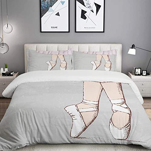 MOBEITI Bailarinas Piernas de Puntos Bailarina Slender Art of Dance,Juego de Ropa de Cama con Funda nórdica de Microfibra y 2 Funda de Almohada - 220 x 240 cm