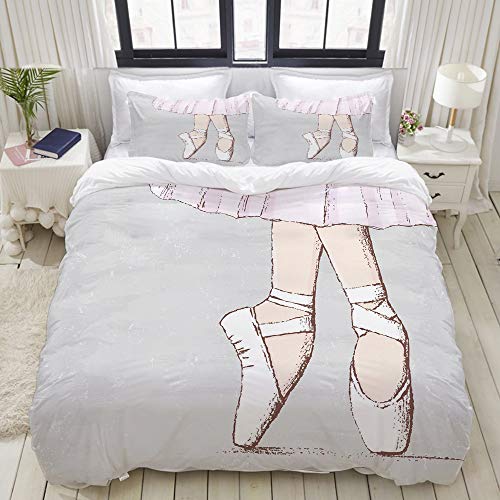 MOBEITI Bailarinas Piernas de Puntos Bailarina Slender Art of Dance,Juego de Ropa de Cama con Funda nórdica de Microfibra y 2 Funda de Almohada - 220 x 240 cm