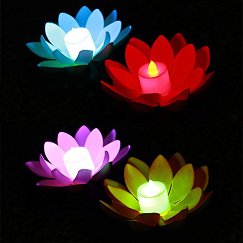 Mobestech 10pcs flotante Lotus Light LED que desea agua lirio vela linternas decoración para fiesta en la piscina Fiesta