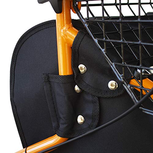 Mobiclinic, Modelo Caleta, Andador para ancianos, mayores y minusválidos, Rollator de acero, andador caminador, ligero, regulable en altura, frenos en las manetas, plegable, cesta, 3 ruedas, naranja