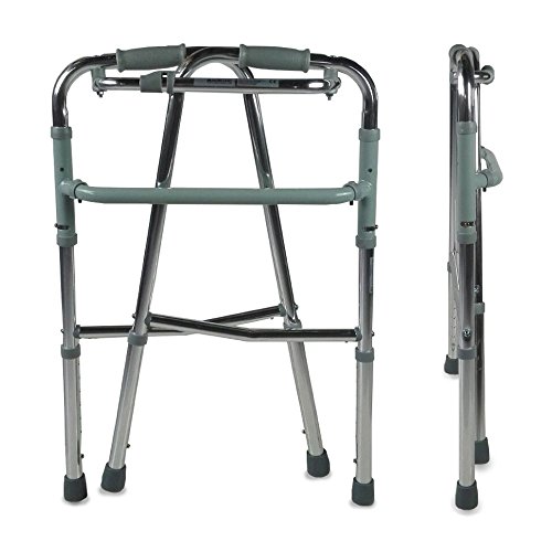 Mobiclinic, Modelo Columna, Andador para adultos, ancianos, mayores o minusvalidos, de aluminio, ligero, plegable, con asiento y sin ruedas, Color Gris