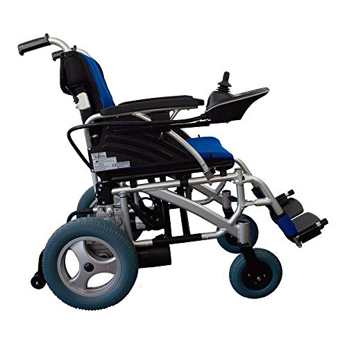 Mobiclinic, modelo Lyra, Silla de ruedas eléctrica, plegable, de aluminio, con motor, para discapacitados, minusválidos, ancianos, ortopedica, para mayores, autonomía 20 km, 24V, color Azul y Negro