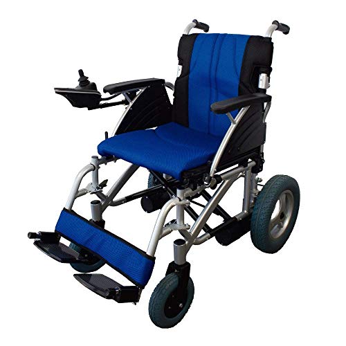 Mobiclinic, modelo Lyra, Silla de ruedas eléctrica, plegable, de aluminio, con motor, para discapacitados, minusválidos, ancianos, ortopedica, para mayores, autonomía 20 km, 24V, color Azul y Negro