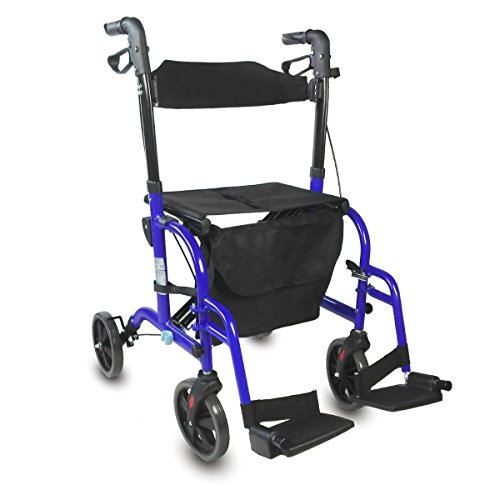 Mobiclinic, Modelo Picasso, Andador para mayores, minusválidos, adultos o ancianos, rollator, caminador, andador y silla de ruedas, aluminio, ligero, plegable, con asiento y 4 ruedas, azul