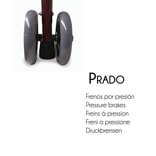 Mobiclinic, Modelo Prado, Andador para minusválidos, ancianos, Rollator, de aluminio, ligero, plegable, frenos por presión, con asiento, cesta y 4 ruedas, Color Burdeos Mobiclinic, Modelo Prado, Andador para minusválidos, ancianos, Rollator, de aluminio, ligero, plegable, frenos por presión, con asiento, cesta y 4 ruedas, Color Burdeos