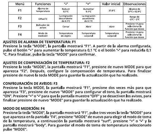 Mobiclinic, Termómetro infrarrojos sin contacto, de frente, Marca Española, Grado Médico, Marcado CE, Pantalla LCD, Alarma de fiebre, Lectura digital, Función de Memoria