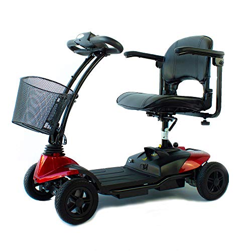 Mobiclinic, Virgo, Scooter eléctrico adultos, personas con movilidad reducida, minusválidos, discapacitados, 4 ruedas, Desmontable, Manillar plegable, Auton. 10 km, 12V, Rojo