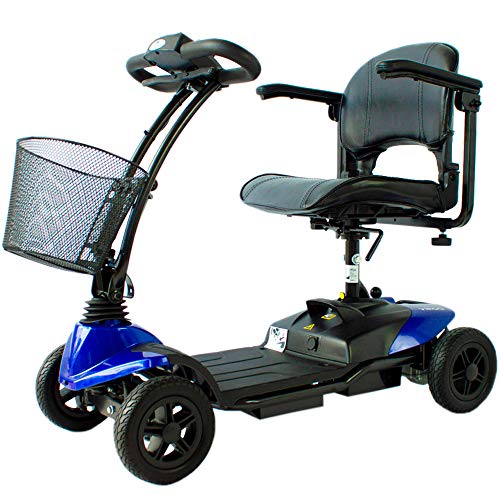 Mobiclinic, Virgo, Scooter eléctrico minusválido, personas con movilidad reducida, adultos, discapacitados, 4 ruedas, Desmontable, Manillar plegable, Auton. 10 km, 12V, Azul