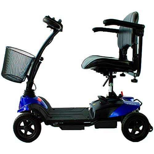 Mobiclinic, Virgo, Scooter eléctrico minusválido, personas con movilidad reducida, adultos, discapacitados, 4 ruedas, Desmontable, Manillar plegable, Auton. 10 km, 12V, Azul