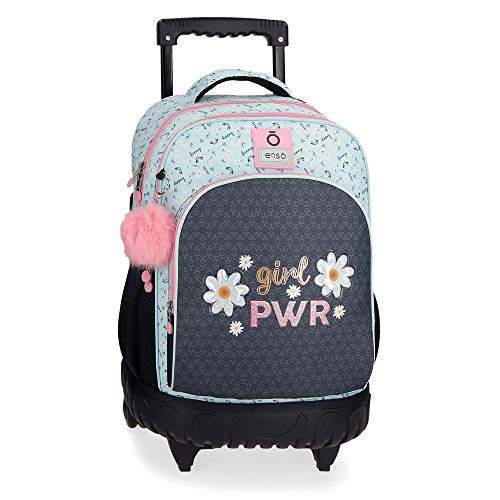 Mochila 2 Ruedas Enso Girl Power, Azul, 33x43x21 cms
