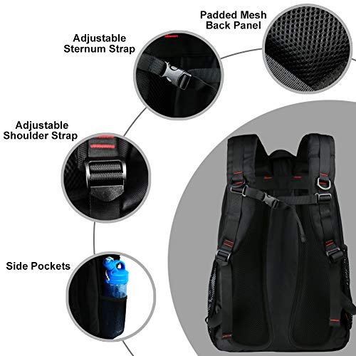 Mochila 40L Viaje Excursionismo Camp Caminata Portátil Deportes al Aire Libre Daypack Impermeable Mochila Trekking Subir Bolsas de Vuelta para Hombres Mujeres, Negro