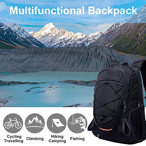 Mochila 40L Viaje Excursionismo Camp Caminata Portátil Deportes al Aire Libre Daypack Impermeable Mochila Trekking Subir Bolsas de Vuelta para Hombres Mujeres, Negro