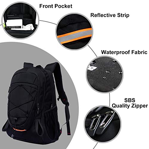 Mochila 40L Viaje Excursionismo Camp Caminata Portátil Deportes al Aire Libre Daypack Impermeable Mochila Trekking Subir Bolsas de Vuelta para Hombres Mujeres, Negro