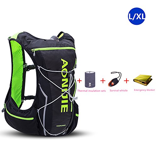 Mochila AONIJIE de 10 l, ligera, resistente al agua, para correr, hacer ciclismo, tipo chaleco, Black-L/XL