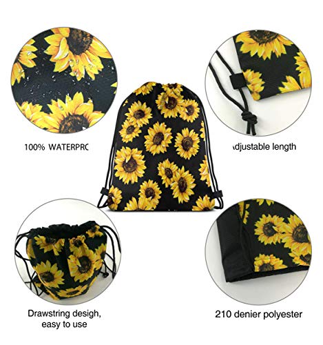 Mochila con cordón para mujer, diseño floral de girasol, regalo para el día de la madre, ligera, de poliéster, para deporte, gimnasio, yoga, viajes, compras Mochila con cordón para mujer, diseño floral de girasol, regalo para el día de la madre, ligera, de poliéster, para deporte, gimnasio, yoga, viajes, compras