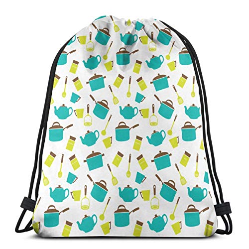 Mochila con Cordón,Bolsas De Cuerdas Gimnasio,Patrón De Utensilios De Cocina Hombres Mujeres Atlético Pull String Bag para Viajar Yoga Compras Escuela Entrenamiento Playa Mochila con Cordón,Bolsas De Cuerdas Gimnasio,Patrón De Utensilios De Cocina Hombres Mujeres Atlético Pull String Bag para Viajar Yoga Compras Escuela Entrenamiento Playa