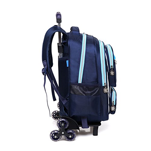 Mochila con Ruedas - Durable Rolling Daypack Bolso de Escuela de Gran Capacidad Elegante Daypack para Estudiantes de Primaria (6 Ruedas)