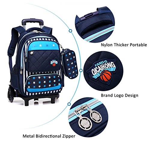 Mochila con Ruedas - Durable Rolling Daypack Bolso de Escuela de Gran Capacidad Elegante Daypack para Estudiantes de Primaria (6 Ruedas) Mochila con Ruedas - Durable Rolling Daypack Bolso de Escuela de Gran Capacidad Elegante Daypack para Estudiantes de Primaria (6 Ruedas)