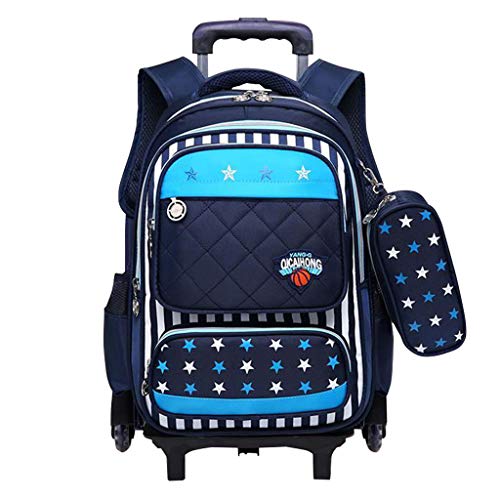 Mochila con Ruedas - Durable Rolling Daypack Bolso de Escuela de Gran Capacidad Elegante Daypack para Estudiantes de Primaria (6 Ruedas)