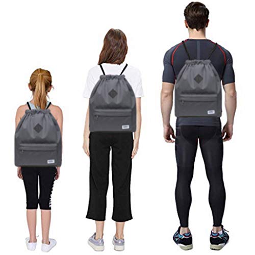Mochila Cordon para Deportes KAUKKO Bolso Oxford Unisex para Nadar/Surfear/Viajar/Hacer Senderismo/Yoga (Gris) Mochila Cordon para Deportes KAUKKO Bolso Oxford Unisex para Nadar/Surfear/Viajar/Hacer Senderismo/Yoga (Gris)