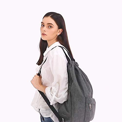 Mochila Cordon para Deportes KAUKKO Bolso Oxford Unisex para Nadar/Surfear/Viajar/Hacer Senderismo/Yoga (Gris)