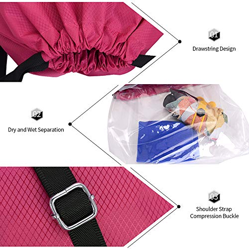 Mochila Cuerdas Mujer Hombre Mochila Gimnasio Bolsa Cordón Impermeable Separación Seca y húmeda para Baloncesto fútbol natación Fitness Viajes