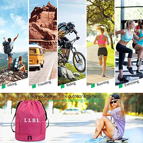 Mochila Cuerdas Mujer Hombre Mochila Gimnasio Bolsa Cordón Impermeable Separación Seca y húmeda para Baloncesto fútbol natación Fitness Viajes