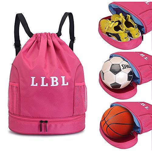 Mochila Cuerdas Mujer Hombre Mochila Gimnasio Bolsa Cordón Impermeable Separación Seca y húmeda para Baloncesto fútbol natación Fitness Viajes