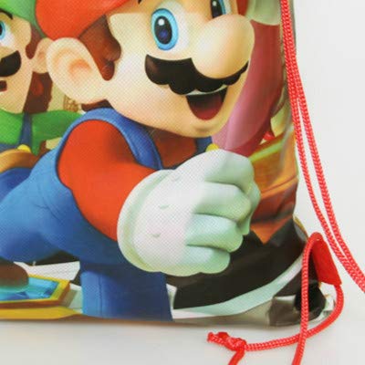 Mochila de Dibujos Mario 1 unids/Lote Decorar Niños Favores Eventos Fiesta Tema de Super Mario Feliz Cumpleaños Bolsas de Regalos con cordón Baby Shower