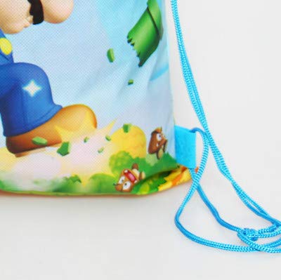 Mochila de Dibujos Mario 1 unids/Lote Decorar Niños Favores Eventos Fiesta Tema de Super Mario Feliz Cumpleaños Bolsas de Regalos con cordón Baby Shower