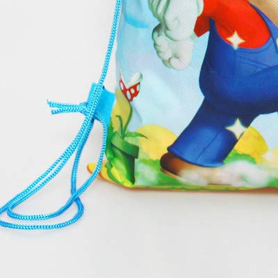 Mochila de Dibujos Mario 1 unids/Lote Decorar Niños Favores Eventos Fiesta Tema de Super Mario Feliz Cumpleaños Bolsas de Regalos con cordón Baby Shower