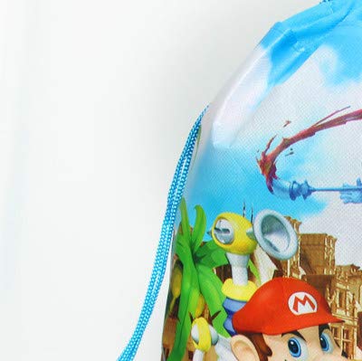 Mochila de Dibujos Mario 1 unids/Lote Decorar Niños Favores Eventos Fiesta Tema de Super Mario Feliz Cumpleaños Bolsas de Regalos con cordón Baby Shower
