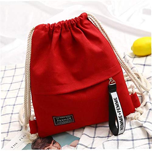 Mochila De Hombro del Morral del Lazo De Cuerda Bolsa Mochila Mochila Cincha De Yoga Mujeres Niñas Gimnasio Compras Deporte (Rojo)