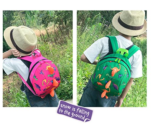 mochila de niños dinosaurio, mochila de niños Anti-lost, mochila de niño para la escuela,mochila de dibujos animados lindo para niños niños y niñas (Verde)