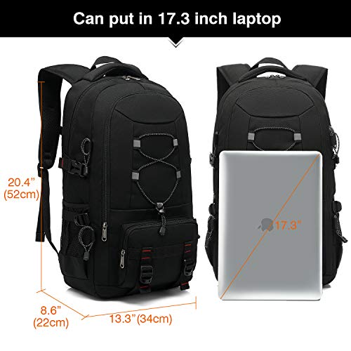 Mochila de Viaje, Mochila para Senderismo de 45L.Gran Capacidad.Mochila para Ordenador hasta 17.3 Pulgadas.Casual Impermeable y múltiples Bolsillos.Acampada,Excursiones,Deportes al Aire Libre