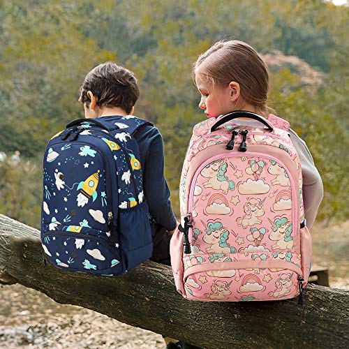 Mochila Escolar Unicornio Niña Infantil Adolescentes Sets de Mochila Backpack Casual Set con Bolsa del Almuerzo y Estuche de Lápices Rosa