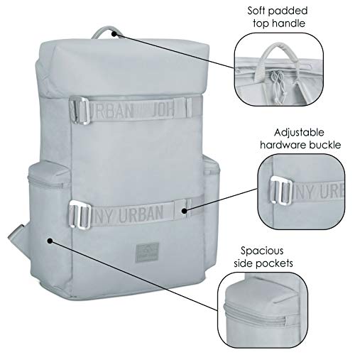 Mochila Hombre & Mujer Gris Grande - Johnny Urban Stan Mochilas de Botellas Pet Recicladas - Bolso Viaje, Universidad y Deporte - Exterior Impermeable y Bolsillo para Portátil de 15.6 Pulgadas