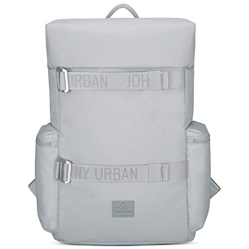 Mochila Hombre & Mujer Gris Grande - Johnny Urban Stan Mochilas de Botellas Pet Recicladas - Bolso Viaje, Universidad y Deporte - Exterior Impermeable y Bolsillo para Portátil de 15.6 Pulgadas