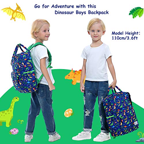 Mochila Infantil, Kasgo Mochila Preescolar Lindo de Kindergarten Mochila Escolar Niños con Correa Pecho Dinosaurio