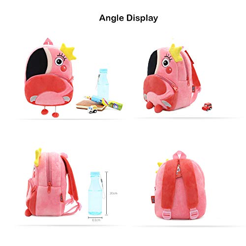 Mochila Infantil Kindergarten, Pequeño Linda Mochilas para Guardería Flamenco Animales Design Suave Mochila de Felpa para Bebe Niños Niñas 2-4 Años Mochila Infantil Kindergarten, Pequeño Linda Mochilas para Guardería Flamenco Animales Design Suave Mochila de Felpa para Bebe Niños Niñas 2-4 Años