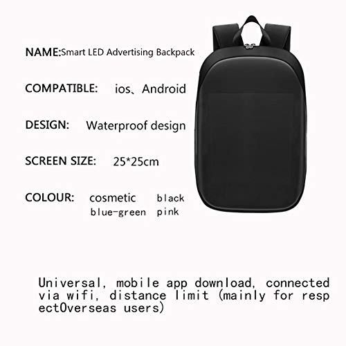 Mochila Led Inteligente Impermeable,Pantalla LED programable inteligente,Mochila para portátil de 15.6 pulgadas Mochilas escolares de gran capacidad de 20L con carga USB, para regalo de niño niña,Gris