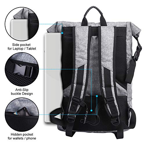 Mochila portátil, Mochilas Escolares, Macuto de Viaje ITSHINY Bolsa de antirrobo Roll Top Bolsa Escolar Mochila Casual de día Ligera y Resistente al Agua para Hombre Mujeres hasta 15,6 Pulgadas Gris Mochila portátil, Mochilas Escolares, Macuto de Viaje ITSHINY Bolsa de antirrobo Roll Top Bolsa Escolar Mochila Casual de día Ligera y Resistente al Agua para Hombre Mujeres hasta 15,6 Pulgadas Gris