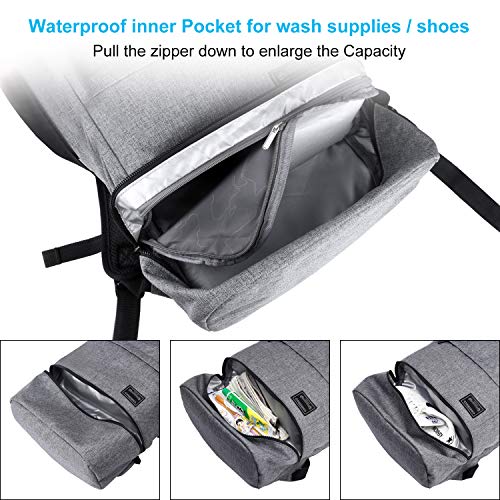 Mochila portátil, Mochilas Escolares, Macuto de Viaje ITSHINY Bolsa de antirrobo Roll Top Bolsa Escolar Mochila Casual de día Ligera y Resistente al Agua para Hombre Mujeres hasta 15,6 Pulgadas Gris