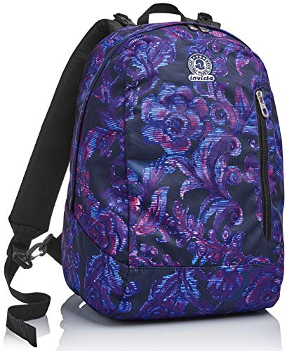 Mochila Reversible Invicta, Twist Eco-Material, Azul, 2 en 1 de fantasía y Color Liso, Escuela y Tiempo Libre