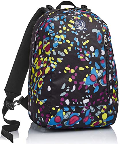 Mochila Reversible Invicta, Twist Eco-Material, Negro, 2 en 1 de fantasía y Color Liso, Escuela y Tiempo Libre